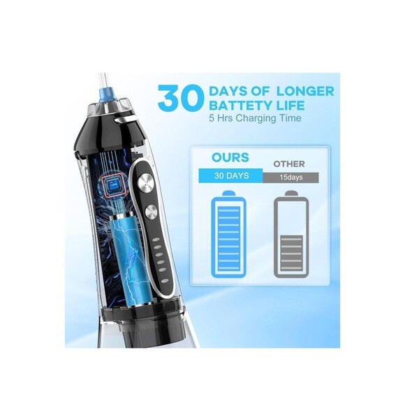 Water Dental Flosser Teeth Pick -Portable Oral Irrigator with 5 Modes, Black - Picture 4 of 6